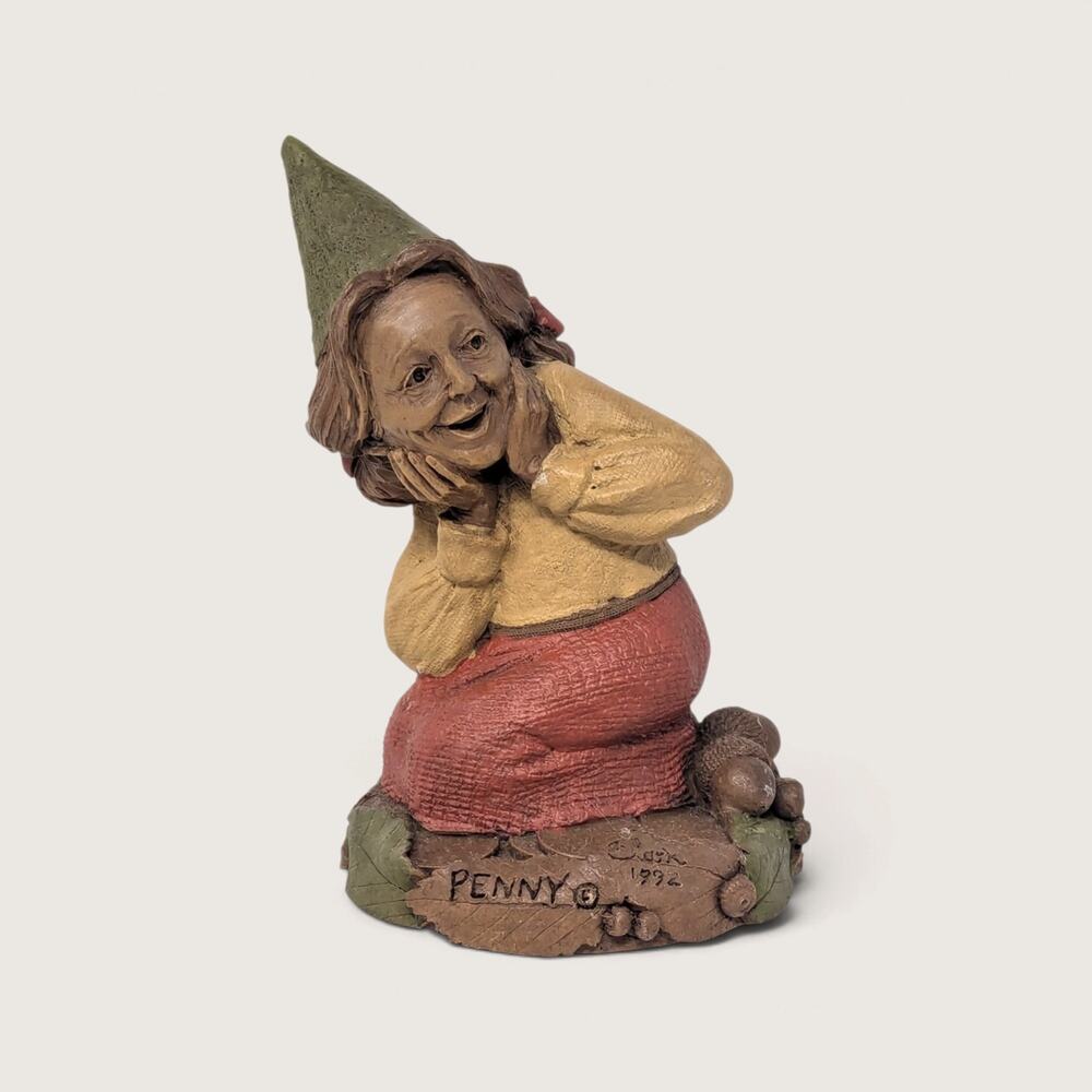 Vintage Signed 1990s Tom Clark Gnome Figurine Cairn Studio Penny Figurine